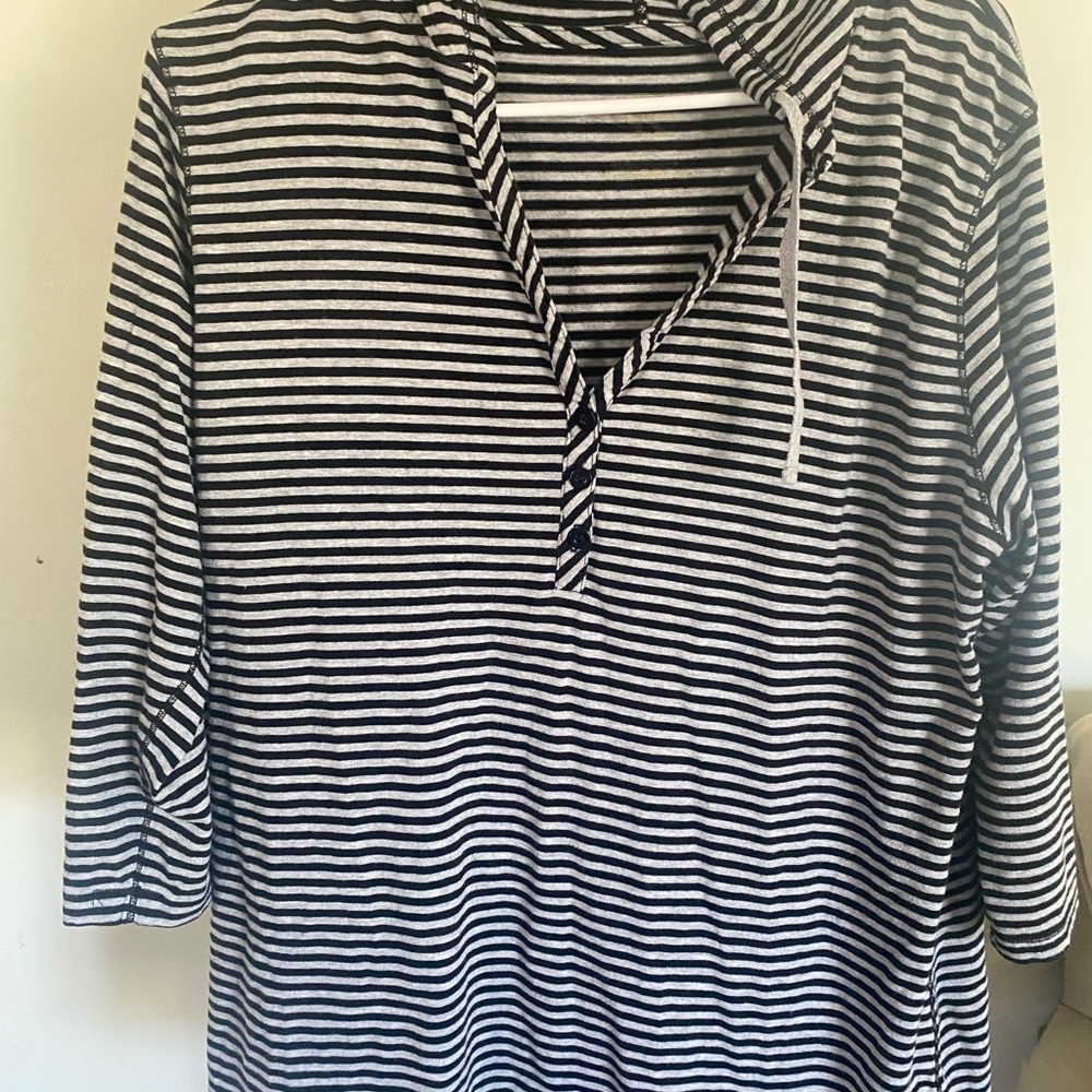 Classic Black and White Striped Women's Button Down Shirt